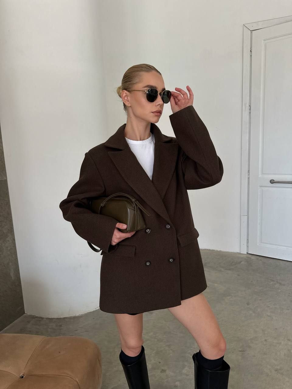 Wool Blend Coat – Belted Short Coat