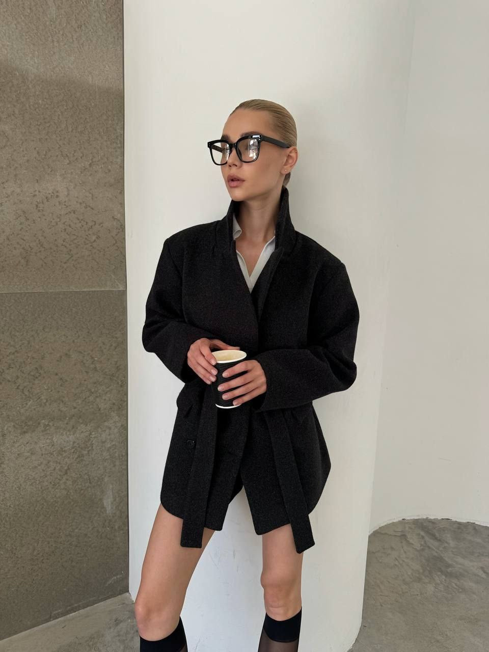 Wool Blend Coat – Belted Short Coat