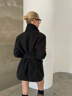 Wool Blend Coat – Belted Short Coat