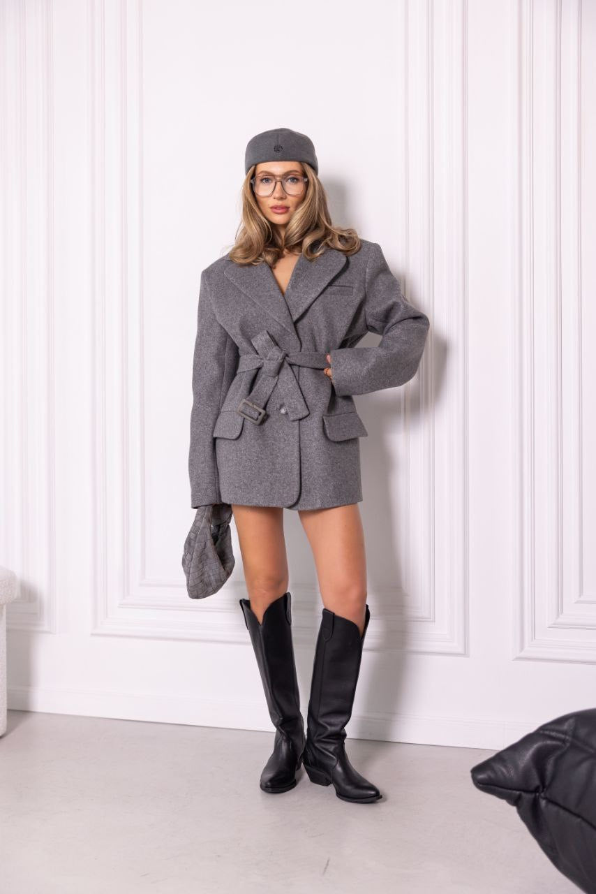 Cashmere Belted Blazer Jacket, Soft Tailored Layer, main view
