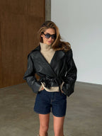 Iguana Eco Leather Jacket – Bold Shoulder Statement Jacket