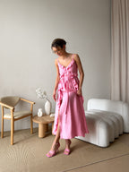 Women's Cotton Midi Dress Susie — V-Neck, Ruffles & Adjustable Waist