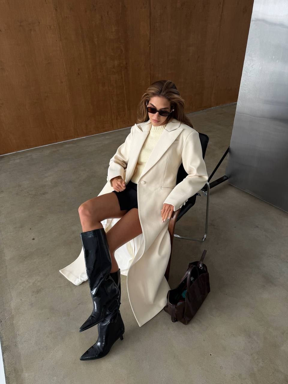 Florencia Long Wool Blend Coat – Elegant Full-Length Coat