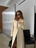 Florencia Long Wool Blend Coat – Elegant Full-Length Coat