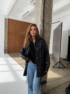 Celine Eco Leather Parka – Waist-Cinched Luxe Outerwear