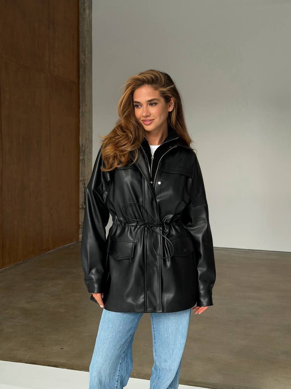 Celine Eco Leather Parka – Waist-Cinched Luxe Outerwear