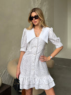 Women's Dress Kamila — Fitted Cut with Back Adjuster & Collar Detail