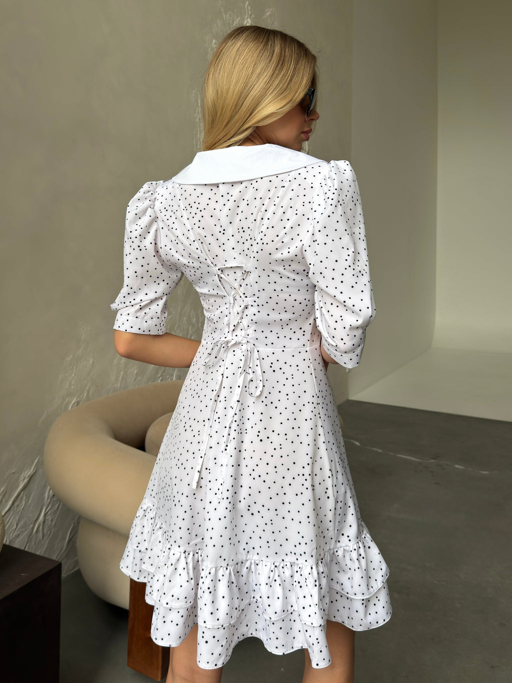 Women's Dress Kamila — Fitted Cut with Back Adjuster & Collar Detail