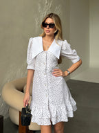Women's Dress Kamila — Fitted Cut with Back Adjuster & Collar Detail