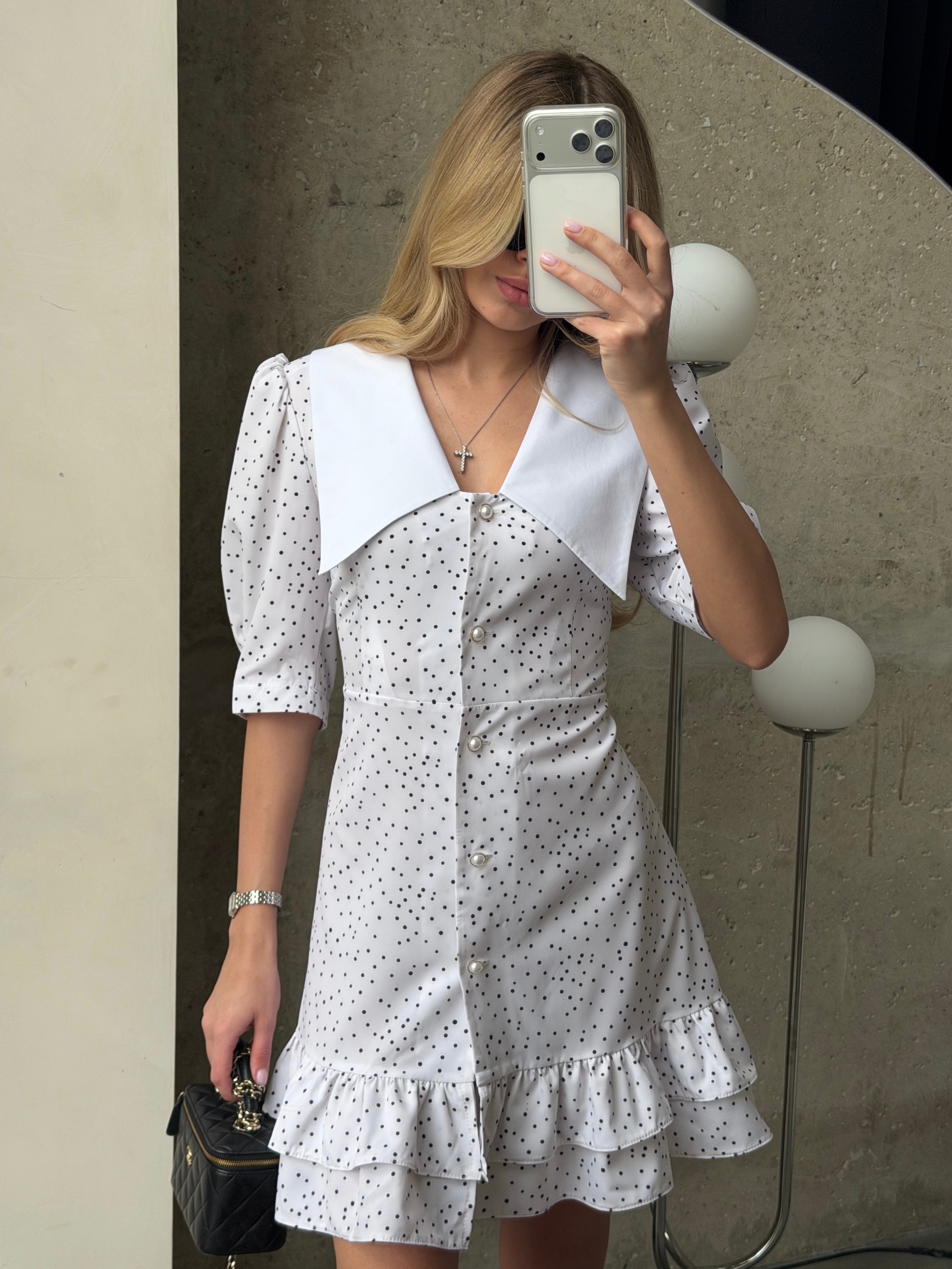 Women's Dress Kamila — Fitted Cut with Back Adjuster & Collar Detail