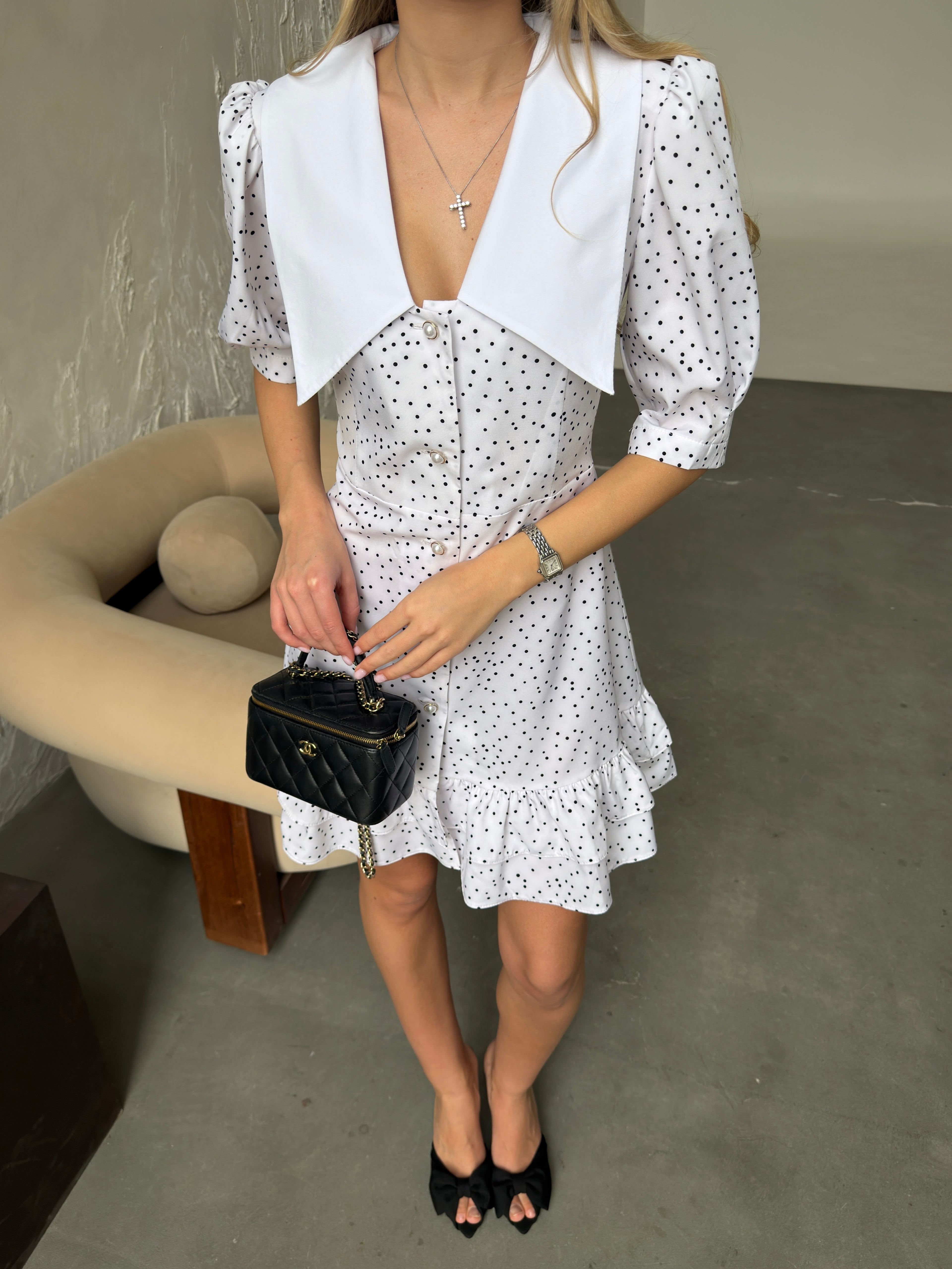 Women's Dress Kamila — Fitted Cut with Back Adjuster & Collar Detail