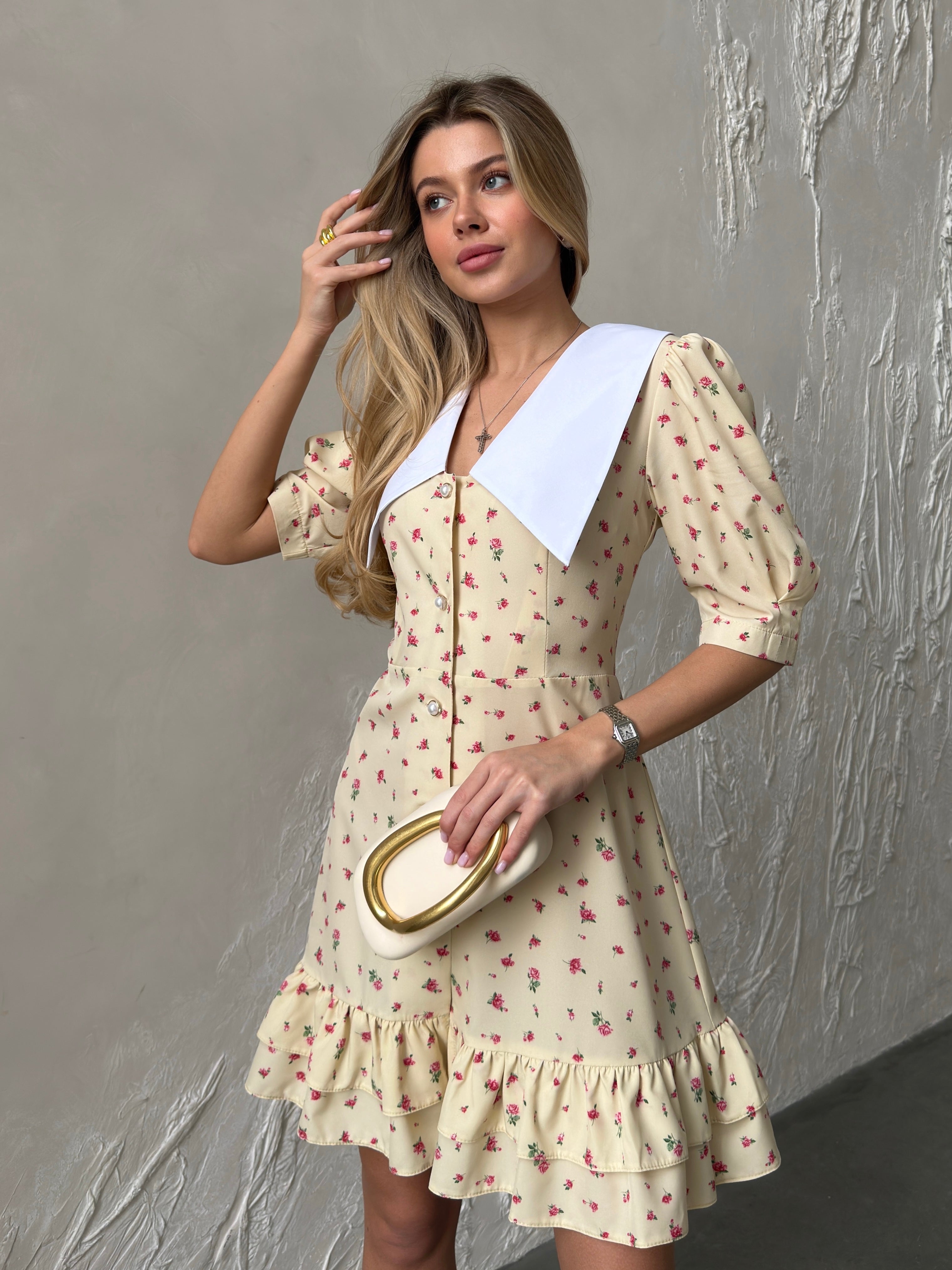 Women's Dress Kamila — Fitted Cut with Back Adjuster & Collar Detail