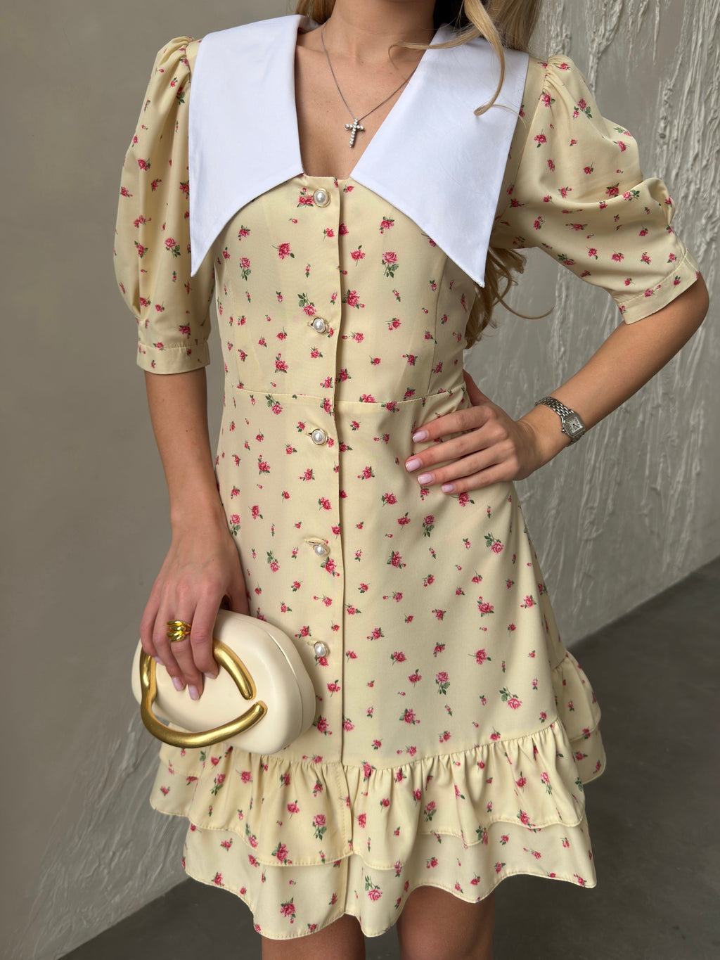 Women's Dress Kamila — Fitted Cut with Back Adjuster & Collar Detail
