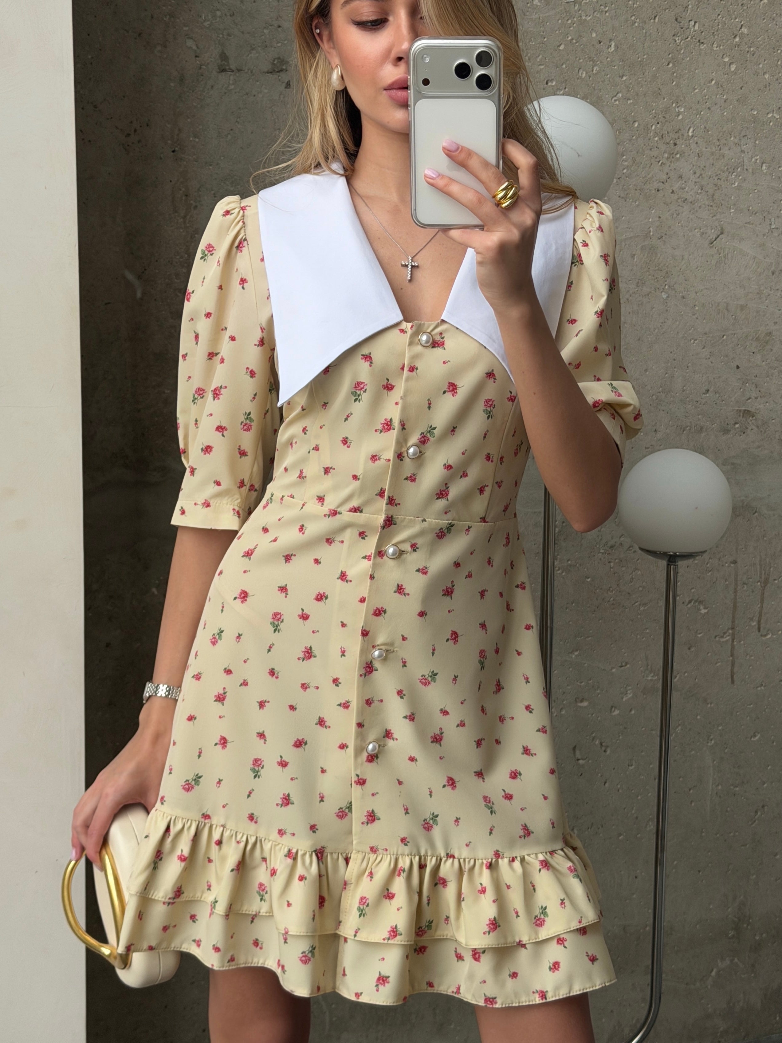 Women's Dress Kamila — Fitted Cut with Back Adjuster & Collar Detail