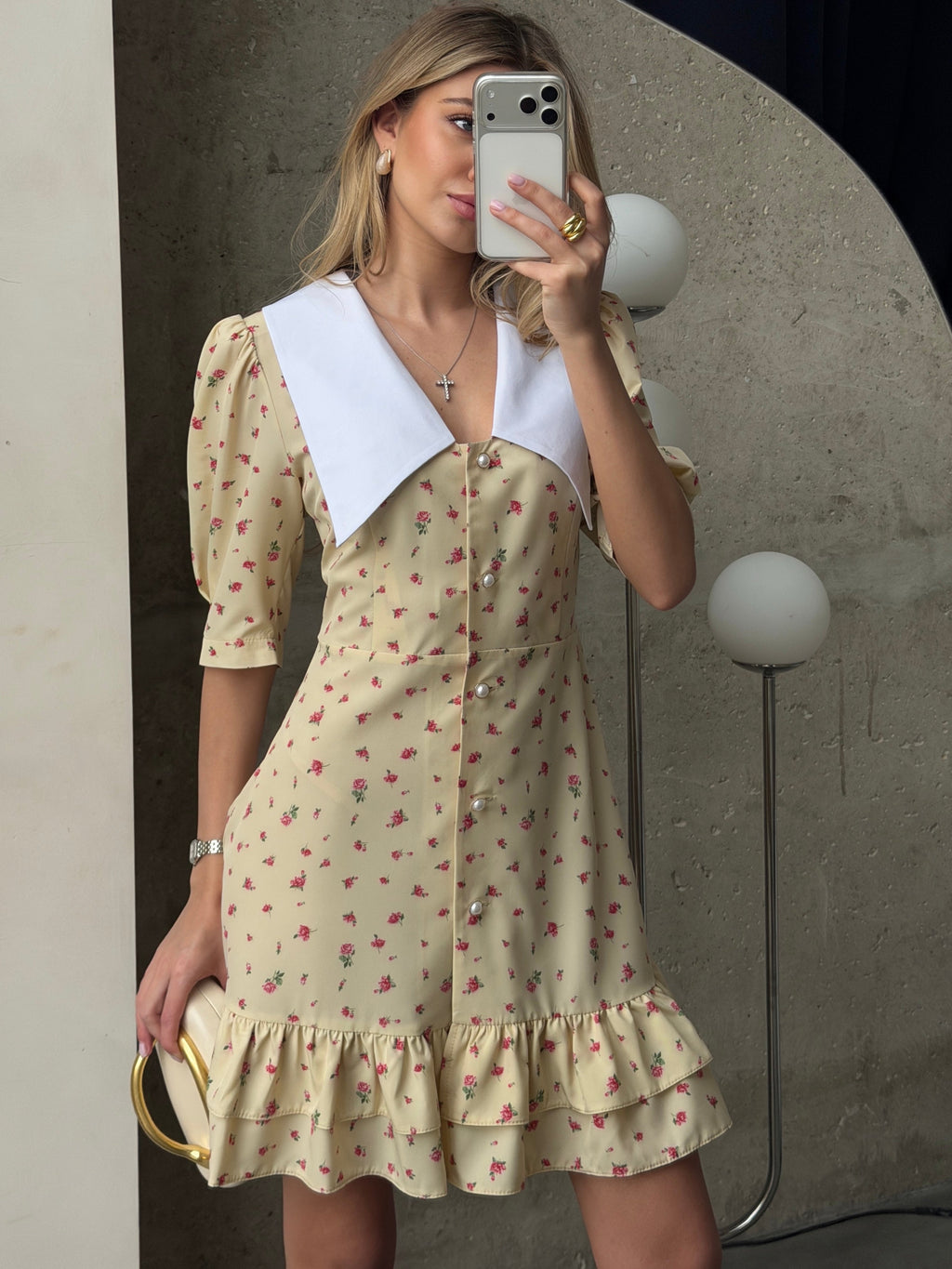 Women's Dress Kamila — Fitted Cut with Back Adjuster & Collar Detail