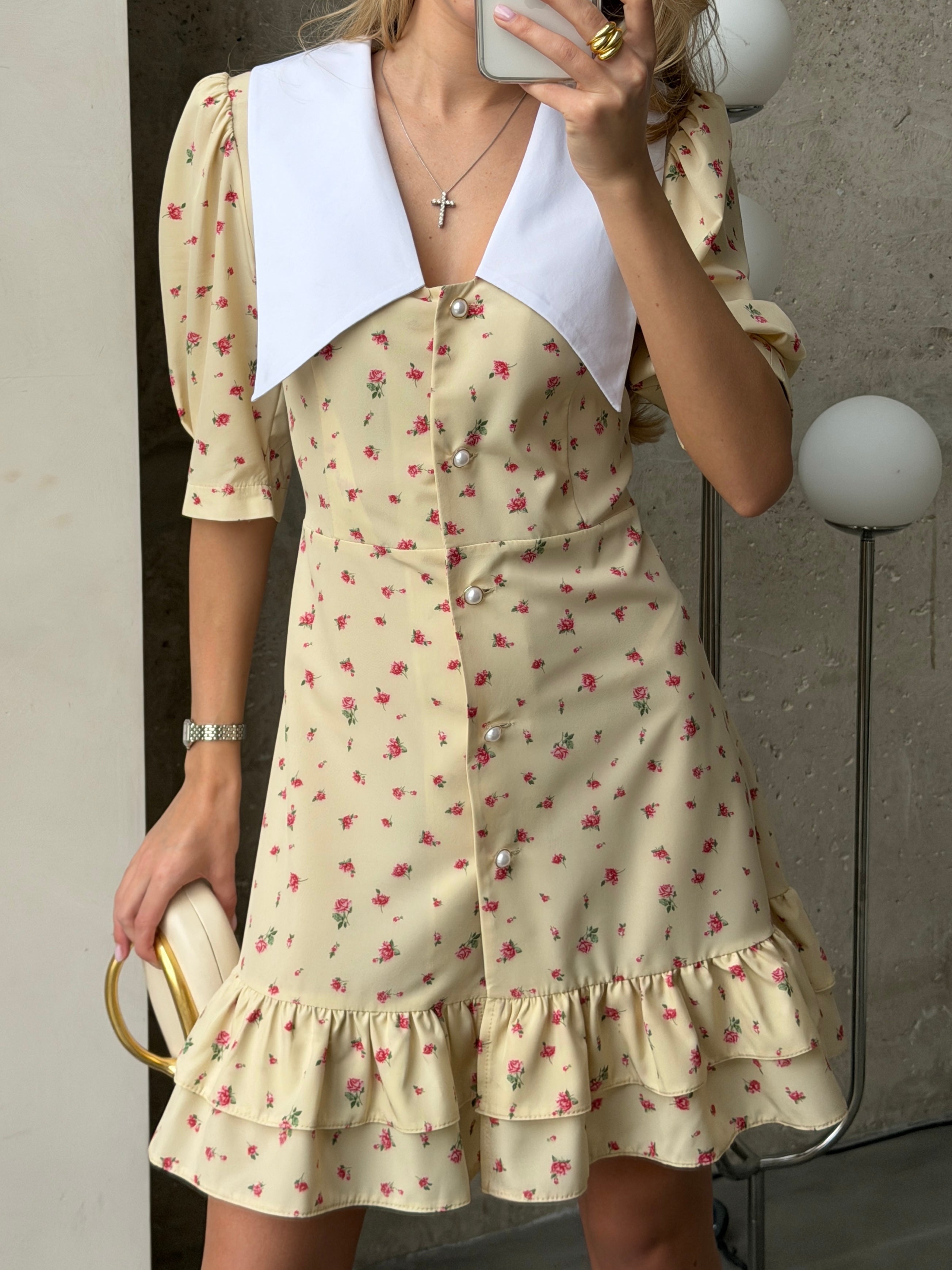Women's Dress Kamila — Fitted Cut with Back Adjuster & Collar Detail