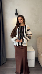 Zorya Lace-Panel Embroidered Blouse