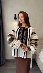 Zorya Lace-Panel Embroidered Blouse