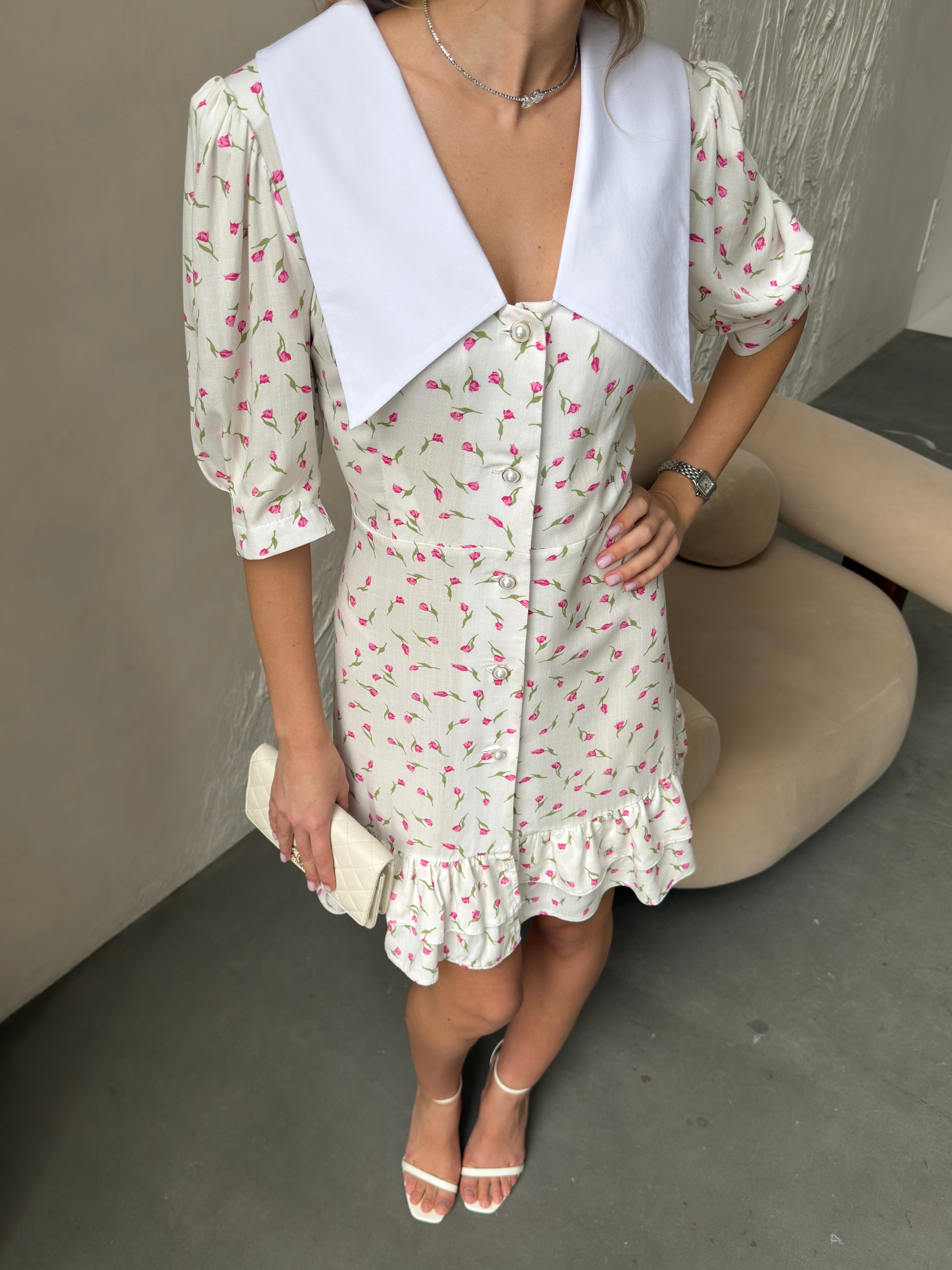 Women's Dress Kamila — Fitted Cut with Back Adjuster & Collar Detail