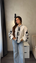Ruta Floral Tie-Front Muslin Blouse