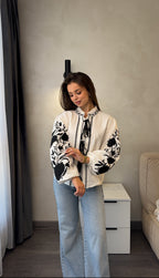 Ruta Floral Tie-Front Muslin Blouse