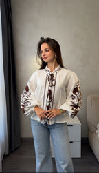 Ruta Floral Tie-Front Muslin Blouse