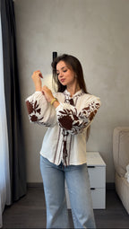 Ruta Floral Tie-Front Muslin Blouse