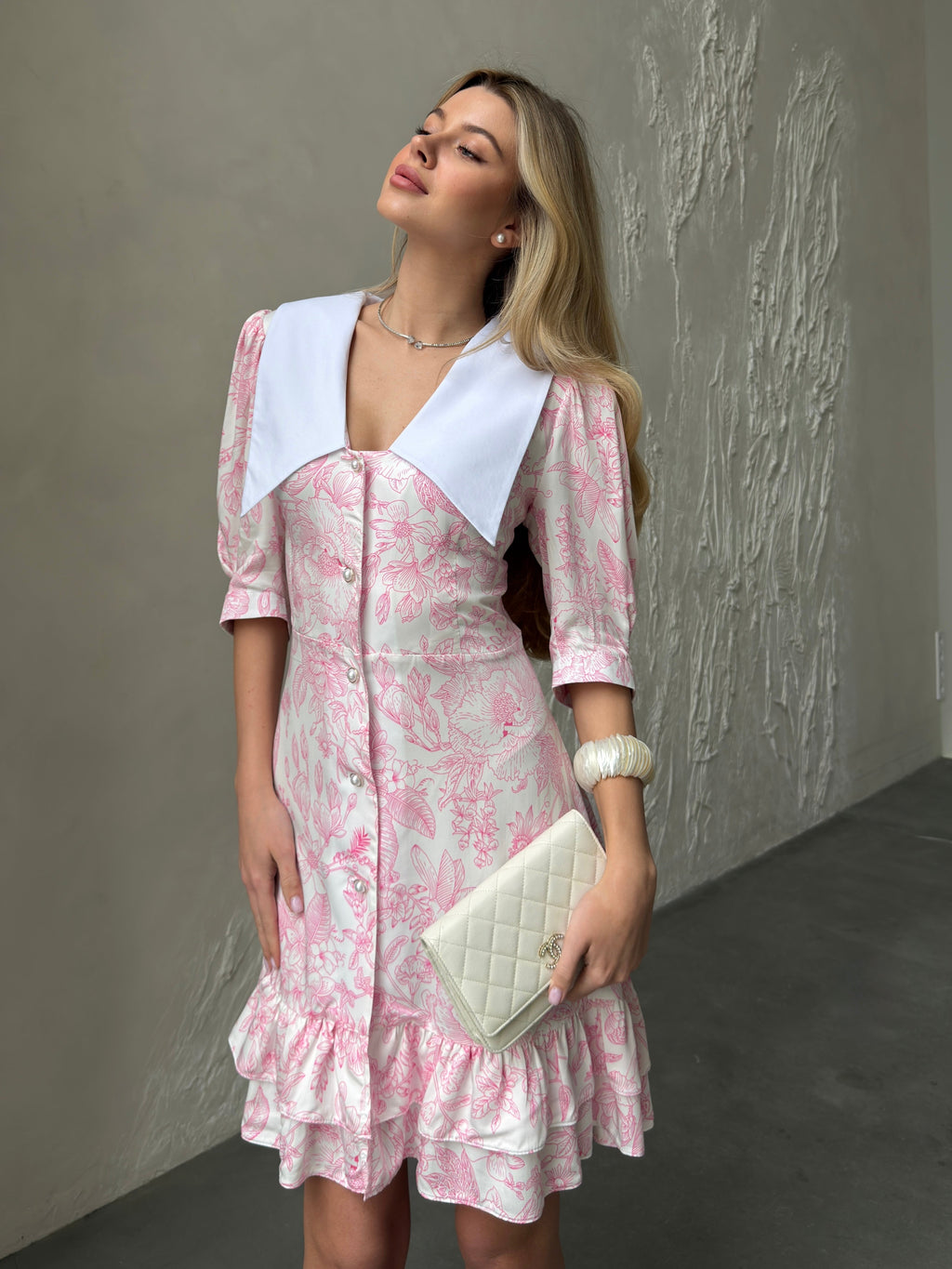 Women's Dress Kamila — Fitted Cut with Back Adjuster & Collar Detail