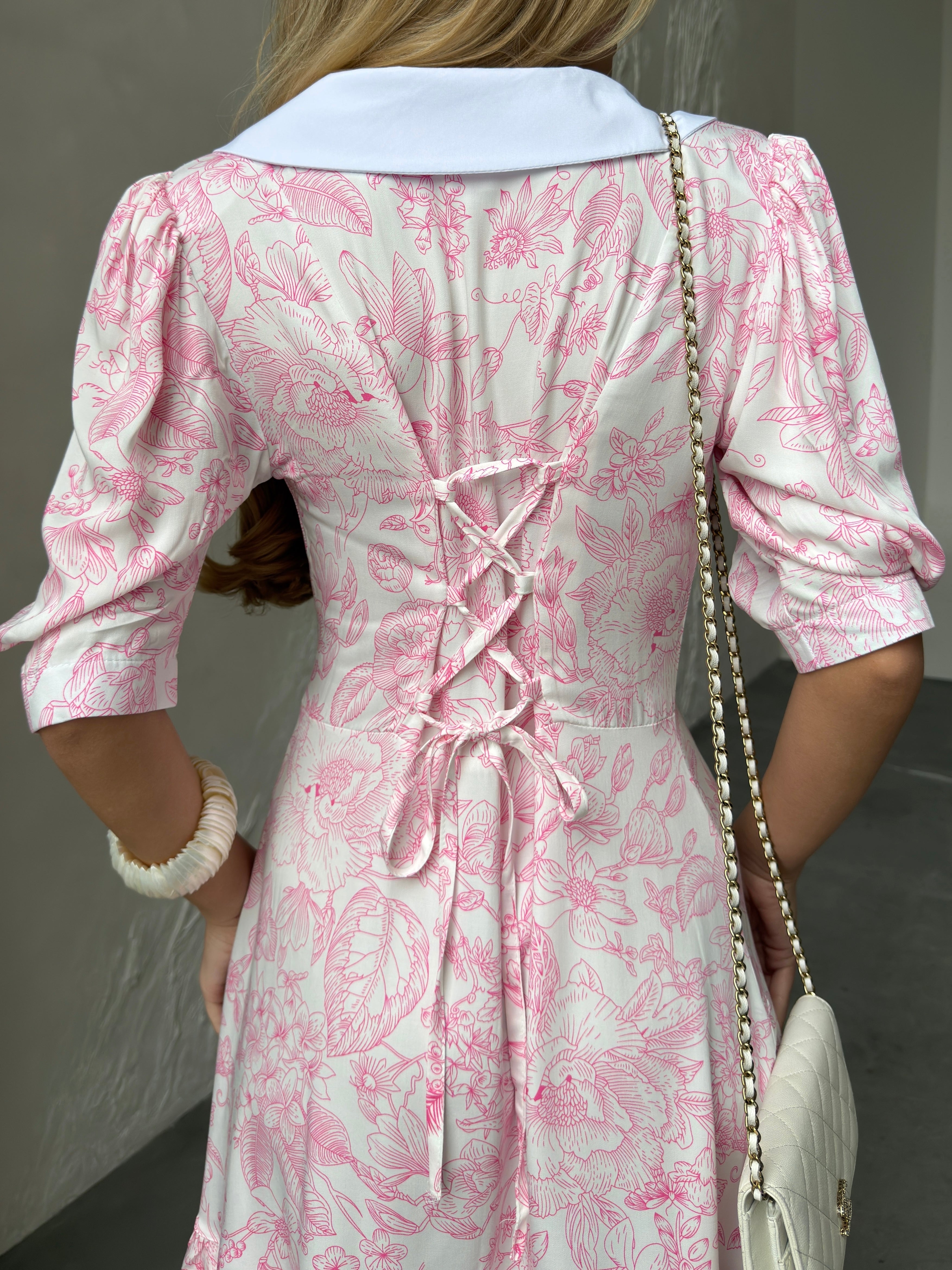 Women's Dress Kamila — Fitted Cut with Back Adjuster & Collar Detail