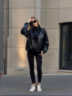 Women's Eco-Leather Bomber Jacket in product, alternate view