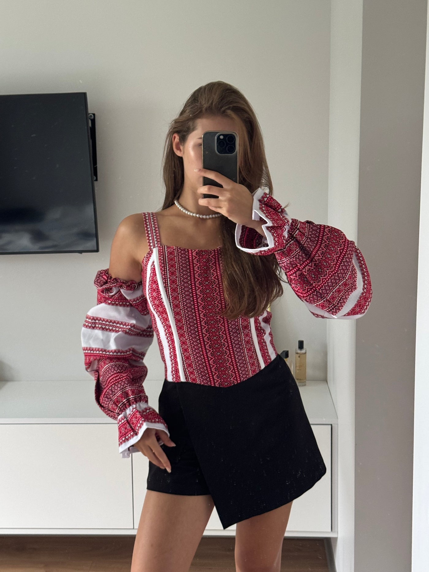 Kalyna Detachable-Sleeve Embroidered Corset Top