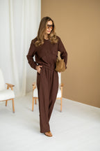 Women's Knit Two-Piece Set AMSTER — Bomber Jacket & Wide-Leg Trousers