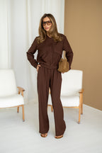 Women's Knit Two-Piece Set AMSTER — Bomber Jacket & Wide-Leg Trousers
