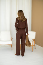 Women's Knit Two-Piece Set AMSTER — Bomber Jacket & Wide-Leg Trousers