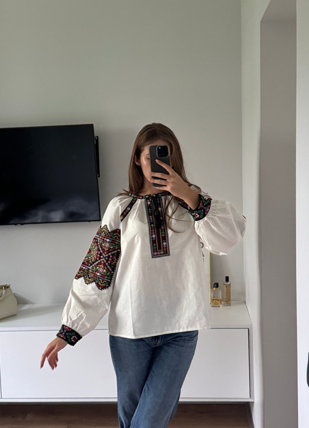 Dara Mosaic Plus-Size Embroidered Blouse