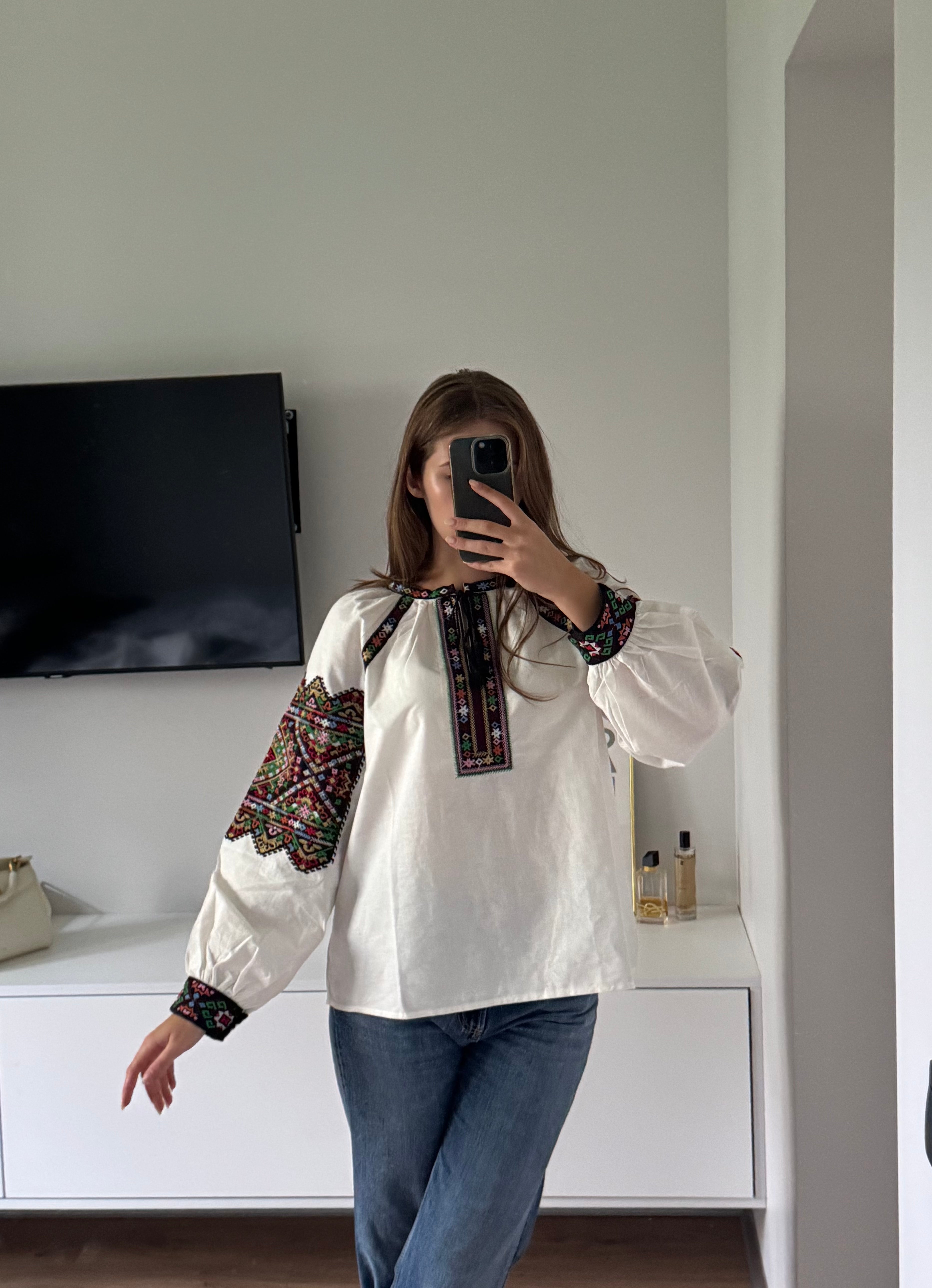 Dara Mosaic Plus-Size Embroidered Blouse