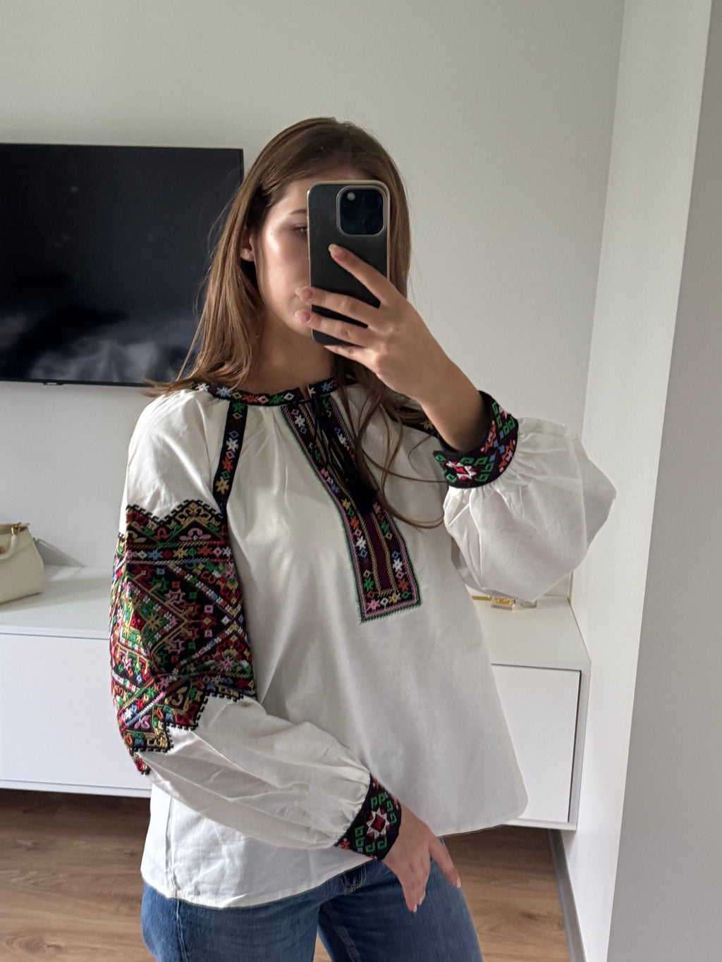 Dara Mosaic Plus-Size Embroidered Blouse