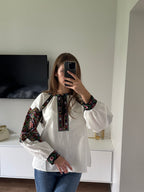 Dara Mosaic Plus-Size Embroidered Blouse