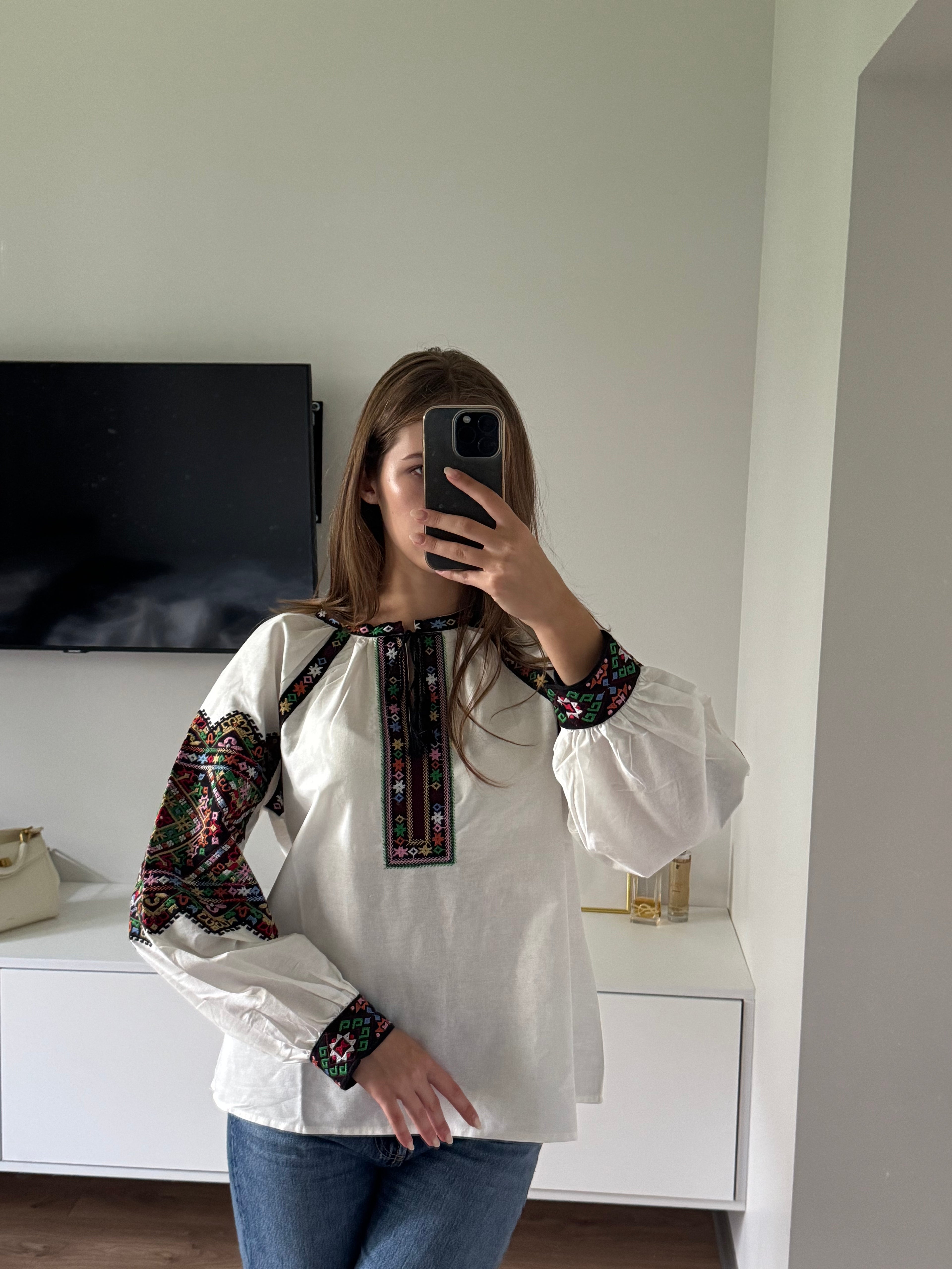 Dara Mosaic Plus-Size Embroidered Blouse