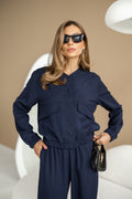 Women's Knit Two-Piece Set AMSTER — Bomber Jacket & Wide-Leg Trousers