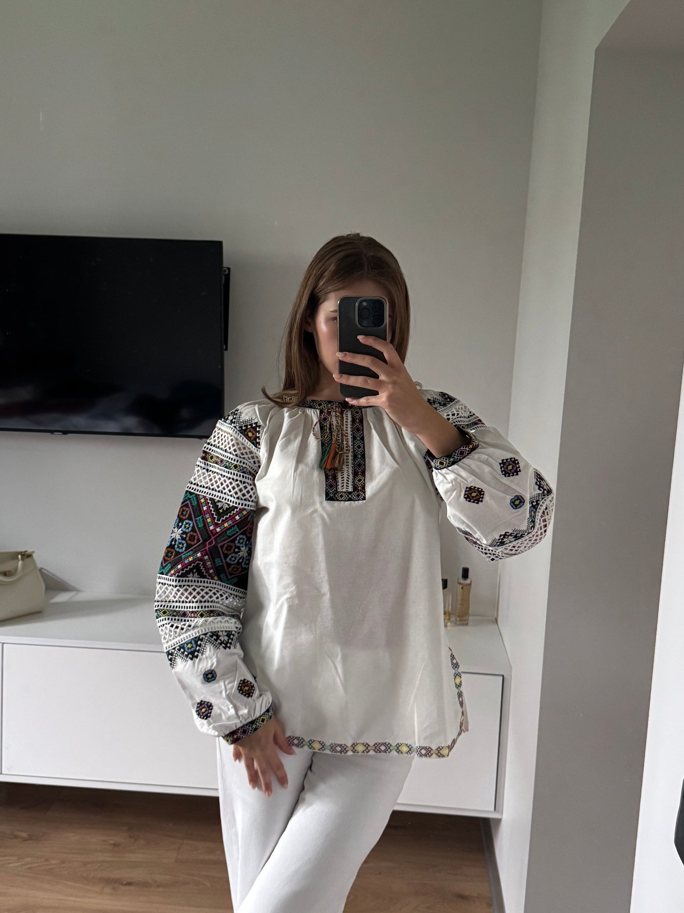Mavka Macramé-Lace Embroidered Blouse