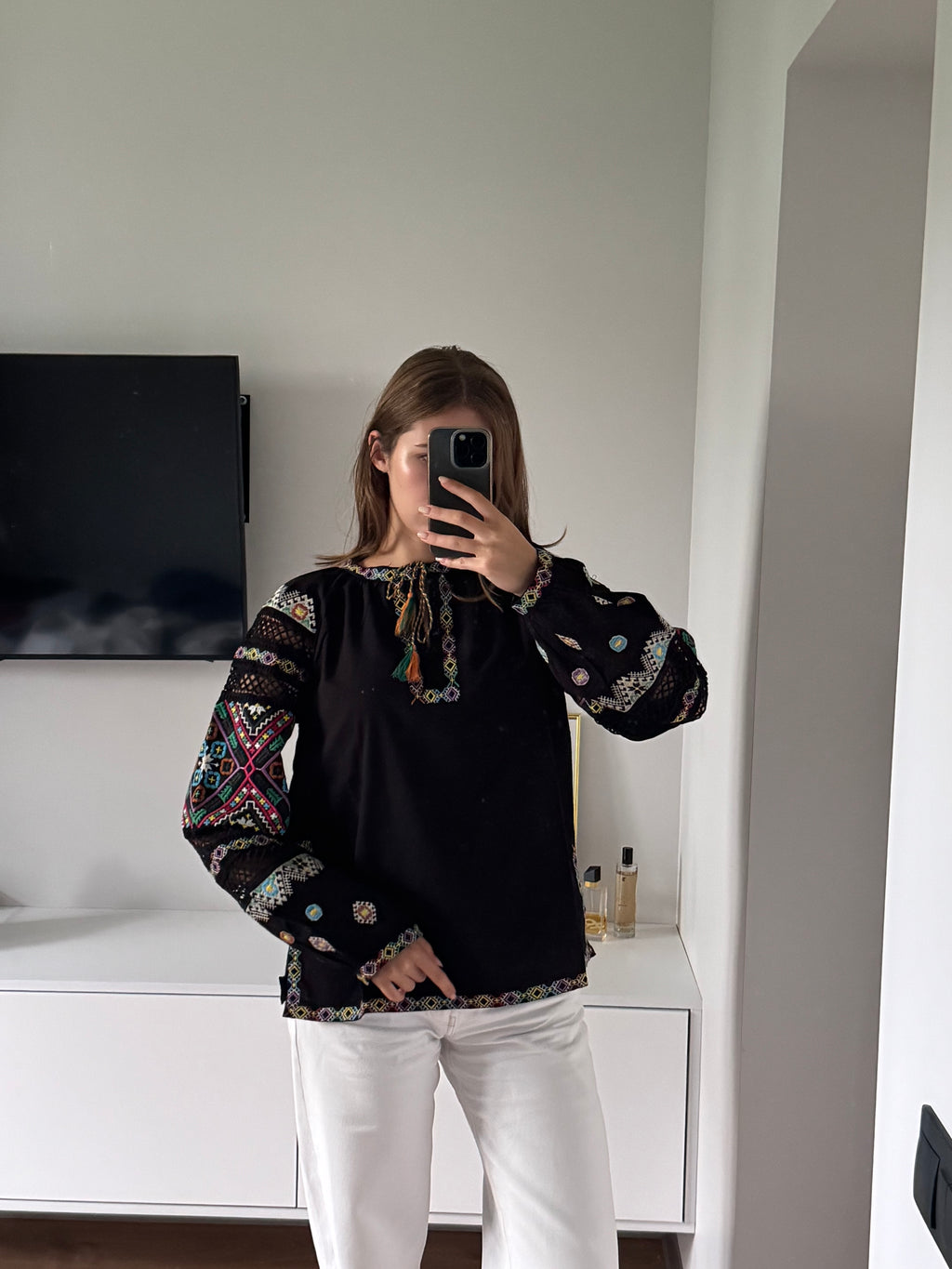 Mavka Macramé-Lace Embroidered Blouse