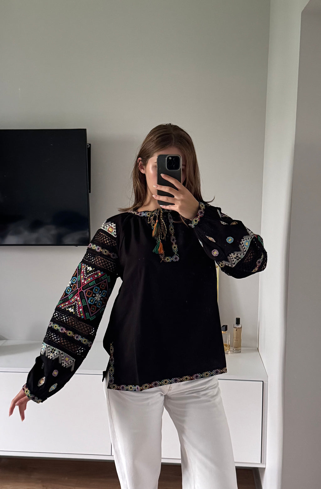 Mavka Macramé-Lace Embroidered Blouse