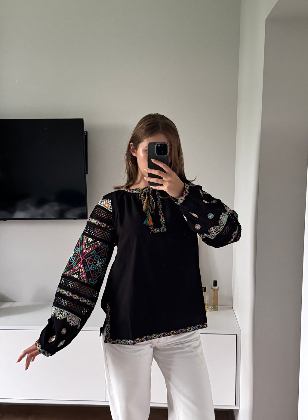 Mavka Macramé-Lace Embroidered Blouse