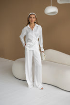 Women's Two-Piece Set Tilburg — Draped Shirt & Palazzo Trousers, fit view