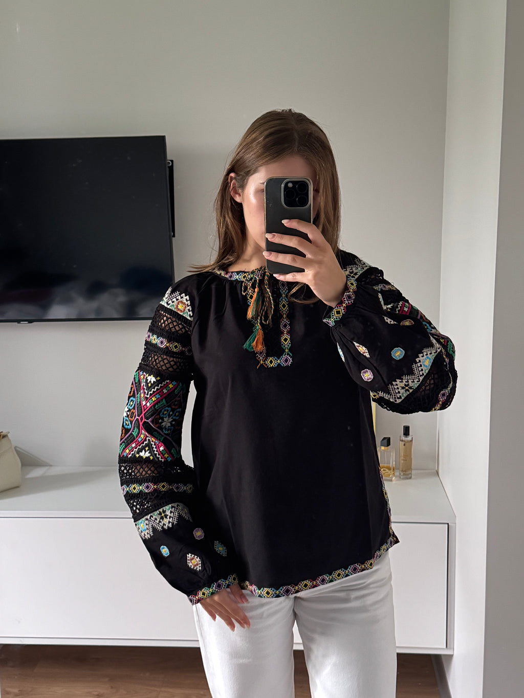 Mavka Macramé-Lace Embroidered Blouse