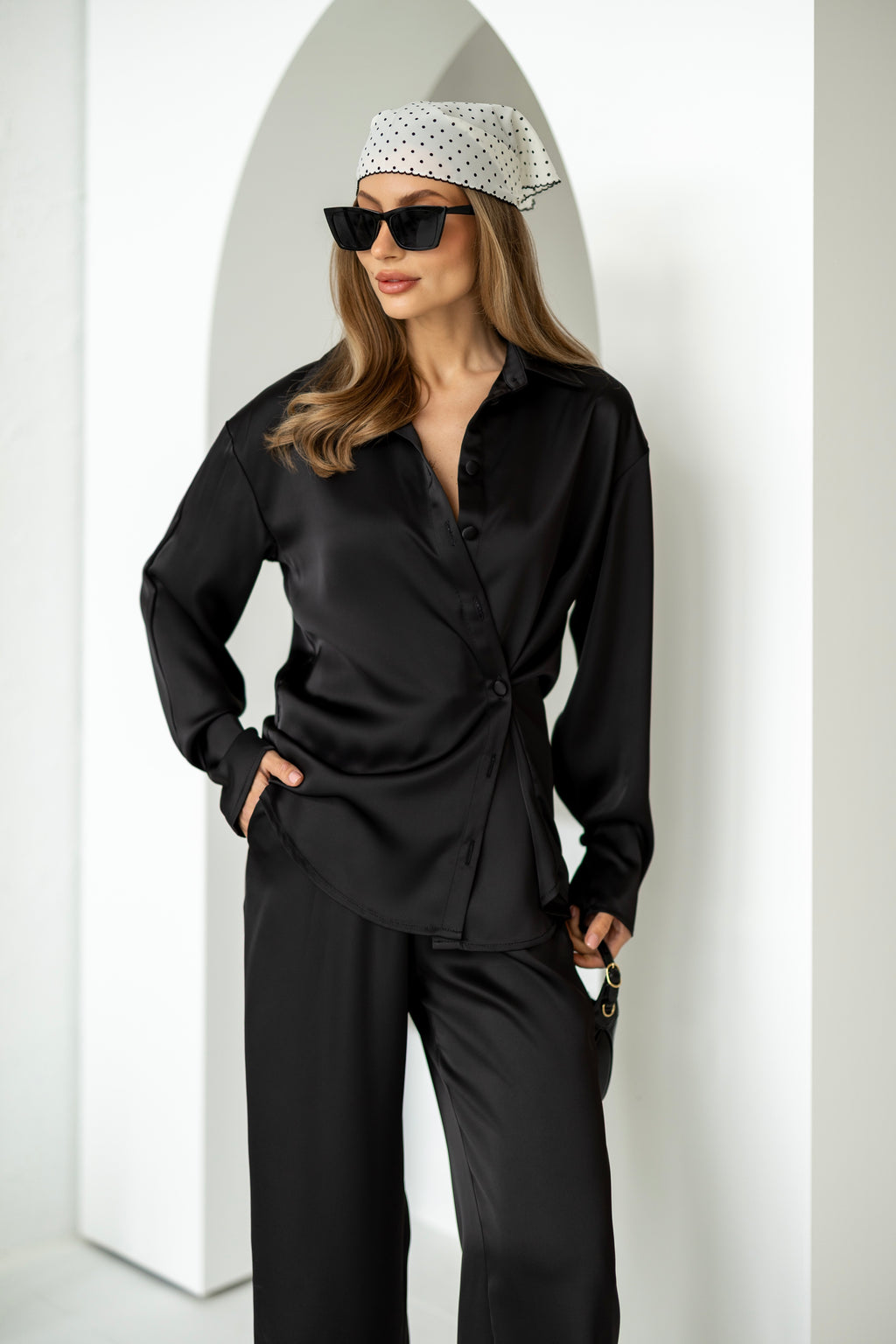 Women's Two-Piece Set Tilburg — Draped Shirt & Palazzo Trousers, additional view
