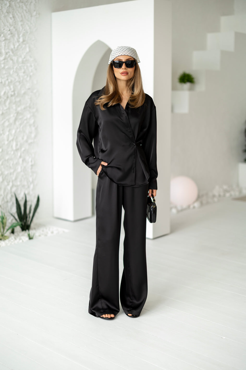 Women's Two-Piece Set Tilburg — Draped Shirt & Palazzo Trousers, additional view