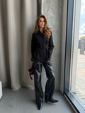 Women's Structured Wool-Blend Tailored Blazer in black, main view