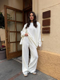 Oversized Sweater Trouser and Scarf Set in milk, main view